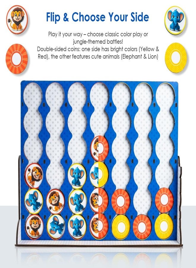 تويز بوكس لعبة لوحية خشبية من تويز بوكس، تتضمن 4 قطع نقدية مزدوجة الجوانب مع حيوانات الغابة، لعبة استراتيجية كلاسيكية للعائلة من سن 4 إلى 99 عامًا - Image 3